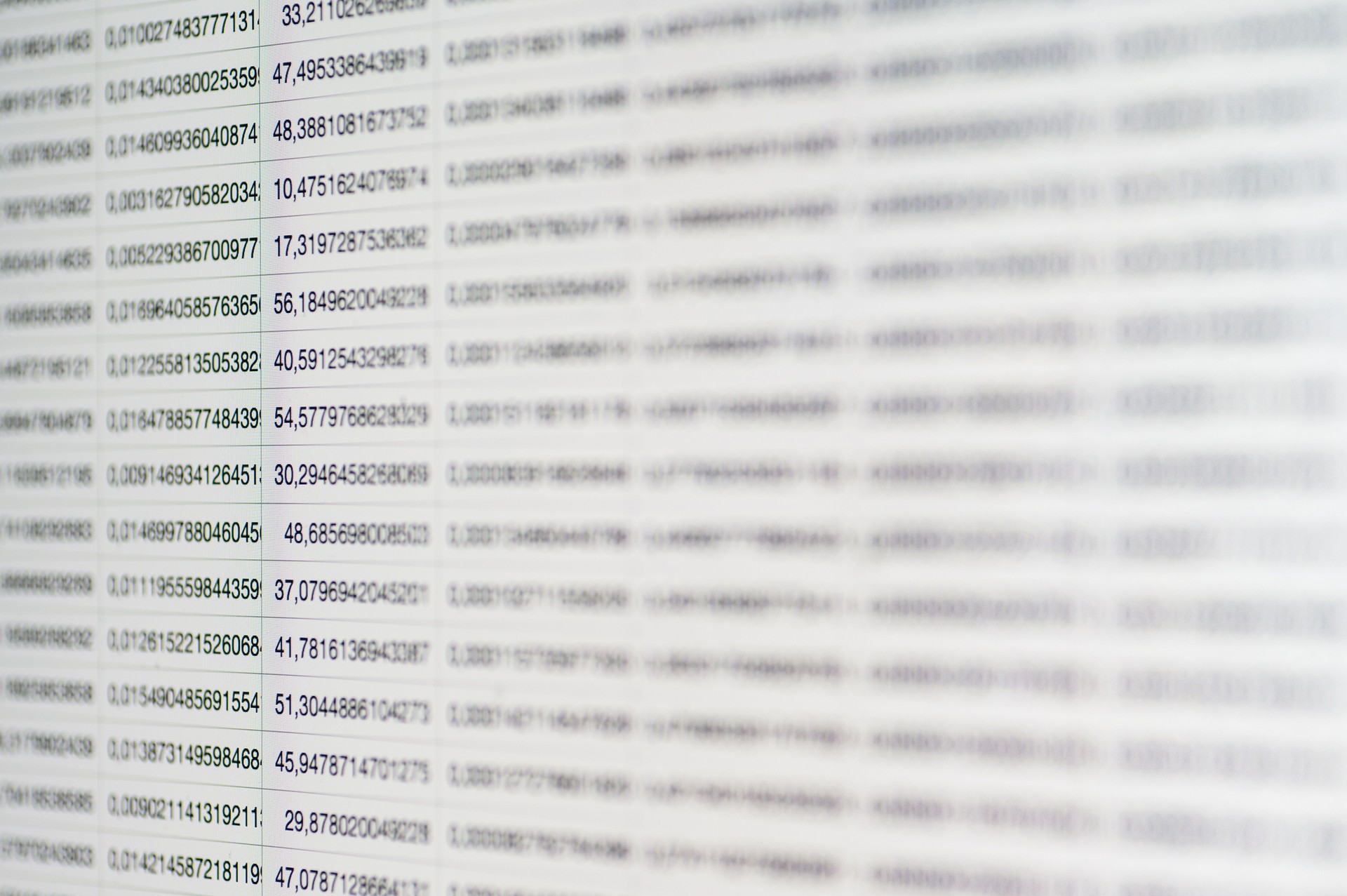Spreadsheet with numbers Spreadsheet with numbers
